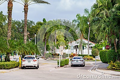 Photo of secure entrance to Emerald Isle residential neighborhood Editorial Stock Photo