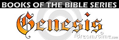 Bible book of genesis title font text chapter heading holy scripture spiritual type medieval typography testament fonts Stock Photo