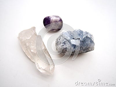 Set of shiny crystals with white backround Stock Photo