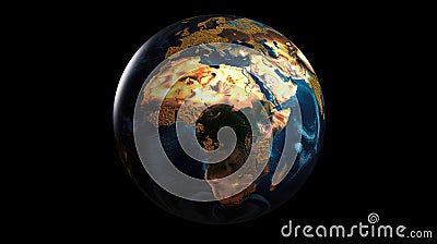 Night Earth. Africa and Middle East AI generative Stock Photo