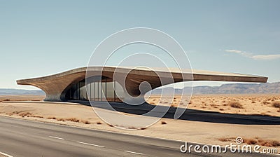 Futuristic Roadside Structure: A Parametric Architecture Waiting Stop Stock Photo