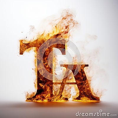 Symbolic Juxtaposition: Alphabet With Fire In Tenebrism Style Stock Photo
