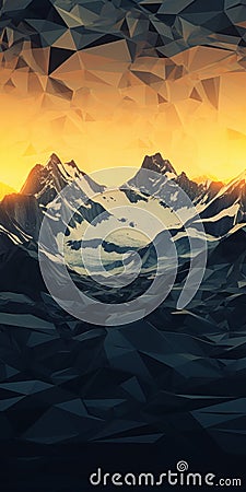 Captivating Mountain Abstract Art: High Resolution, Cryengine Style, Flat Illustrations Stock Photo