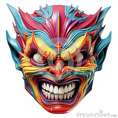 Colorful Devil Mask: Grotesque Comic Book Style With Point-neuf Mascarons Stock Photo