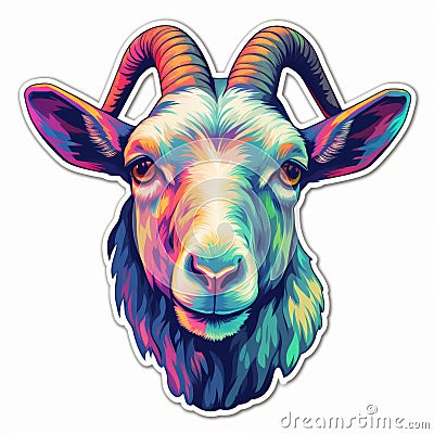 Colorful Goat Head Sticker With Bold Portraits Stock Photo