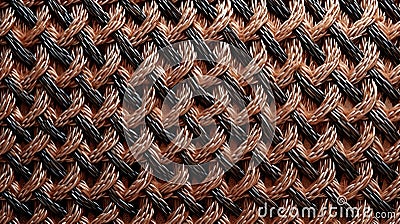 Dark Bronze And Black Woven Copper Texture With Infinity Nets Stock Photo