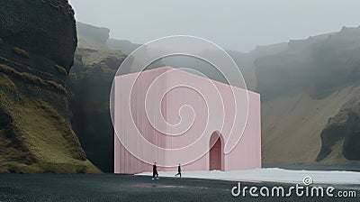 Minimalist Baroque Architecture: Sculptural Landscapes And Soft Colored Installations Stock Photo