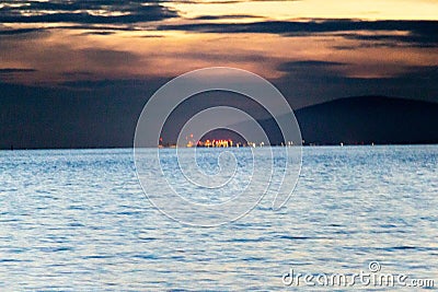 Dusk falling over the English coast, Great Britain Stock Photo