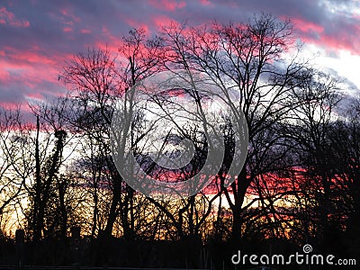 Pretty New Years Eve Sunset in Washington DC Stock Photo