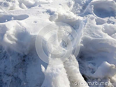 Snowfield and Footprint Stock Photo