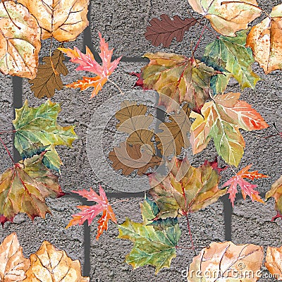 Photo stone with watercolor leaves. Cartoon Illustration