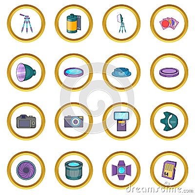 Photo studio icons circle Vector Illustration