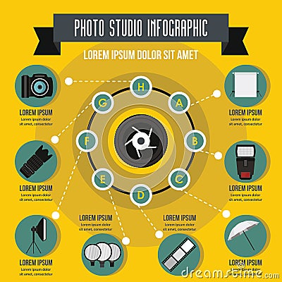 Photo studio infographic concept, flat style Vector Illustration