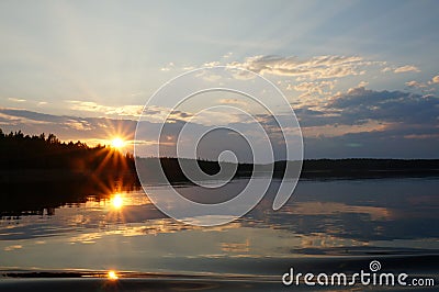 Photo of sunset at lake Stock Photo