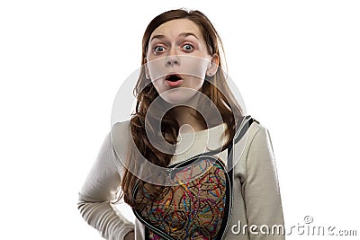 Photo of surprised young woman Stock Photo