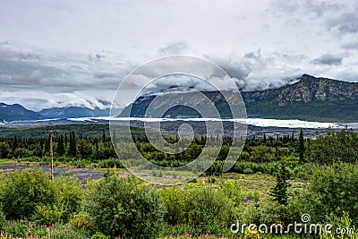 Nature view across riverbed in Denali National Park in Alaska Un Stock Photo