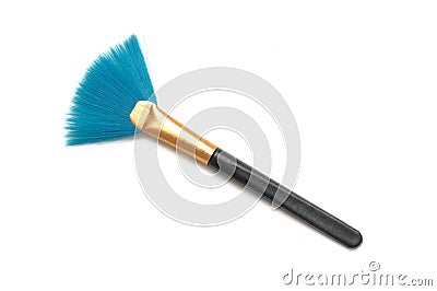 A fan shaped blue bristled dust brush Stock Photo