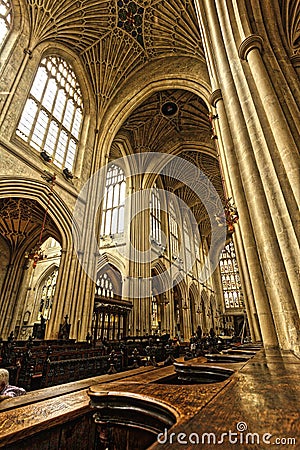 THe impressive ceiling of Bath Abbey Editorial Stock Photo