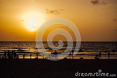 Sunset at the beach in Chaung Tha Myanmar Burma Stock Photo