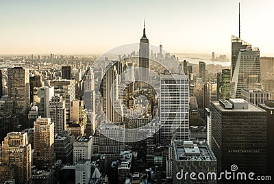 New York Skyline Manhatten Cityscape Empire State Building Stock Photo