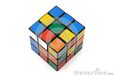 A Rubik`s cube against a white backdrop Editorial Stock Photo