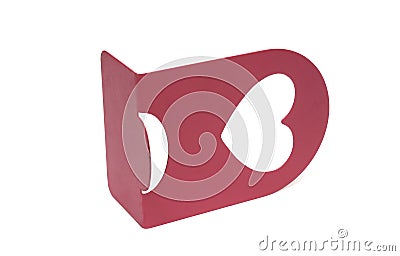 A single pink red book end with a heart shaped hollow Stock Photo