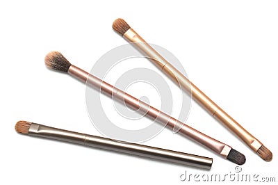 Three women cosmetic eyebrows brushes Stock Photo