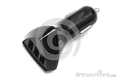 A universal serial bus port car charger adapter Stock Photo