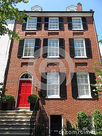 Tall Home in Georgetown of Washington DC Stock Photo