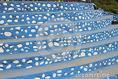 this photo is about the texture of the blue stairs Stock Photo