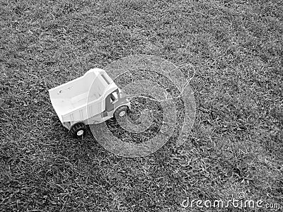 Photo on theme of plastic large children's toy truck Stock Photo