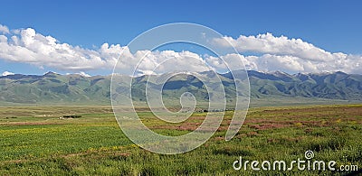 Spring view on Tian-Shan mountains Stock Photo