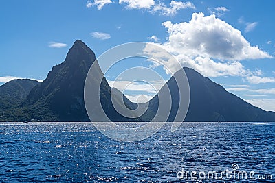 St Lucia Twin Pitons Stock Photo