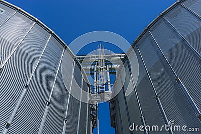 Two Silo - building for storage and drying of grain crops Stock Photo