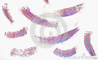 Violet smear texture of cosmetic on white background. Stock Photo