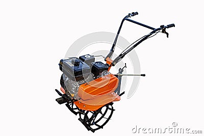 Photo walk-behind tractor, cultivator on a white background, isolated object Stock Photo