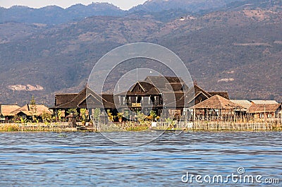 Floating Gardens of Inle Lake Stock Photo