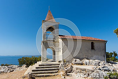 Small chapel on mount Bokol PaÅ¡man island Adritc sea Croatia Editorial Stock Photo