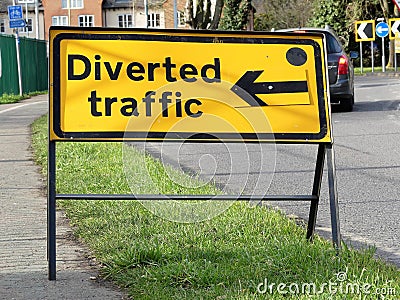 Diverted traffic sign, Rickmansworth Stock Photo