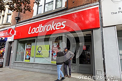 Ladbrokes bookmaker, The Parade, 11 to 13 High Street, Watford Editorial Stock Photo