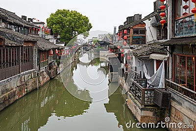 The folk houses and river in Xitang ancient town Editorial Stock Photo