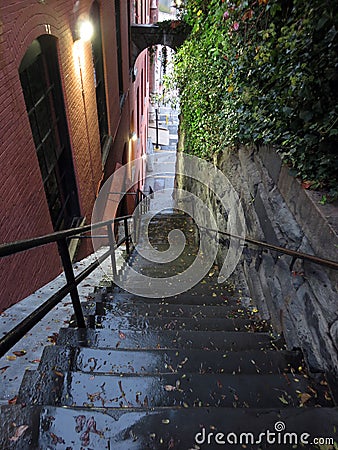 Slippery Exorcist Stairs in the Evening Stock Photo