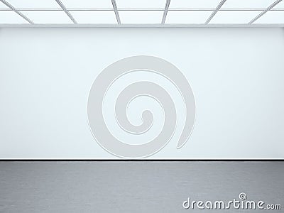 Photo white empty wall contemporary gallery. Modern open space expo with concrete floor. Place for business information Stock Photo