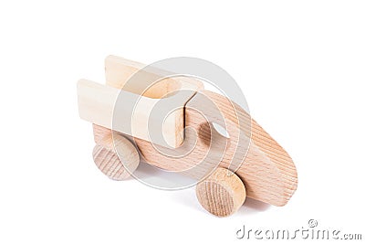 Photo of a wooden car truck made of beech Stock Photo