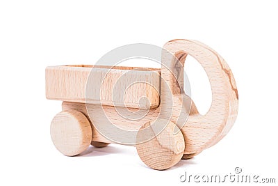 Photo of a wooden car truck made of beech Stock Photo