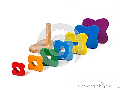 Photo of a wooden toy children`s sorter Stock Photo