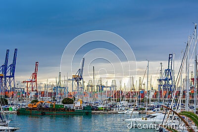 Yachts in the port of Valencia. Spain Editorial Stock Photo