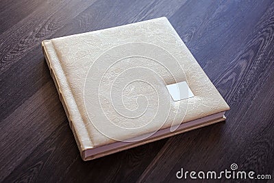 Photobook with a cover of genuine leather Stock Photo