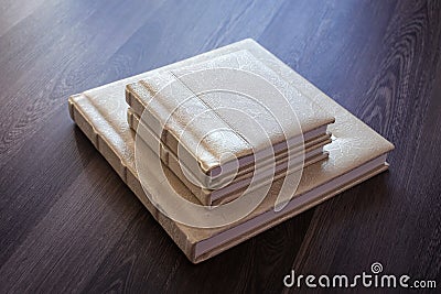 Photobook swith a cover of genuine leather Stock Photo