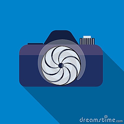 Photocamera icon on the blue background Vector Illustration